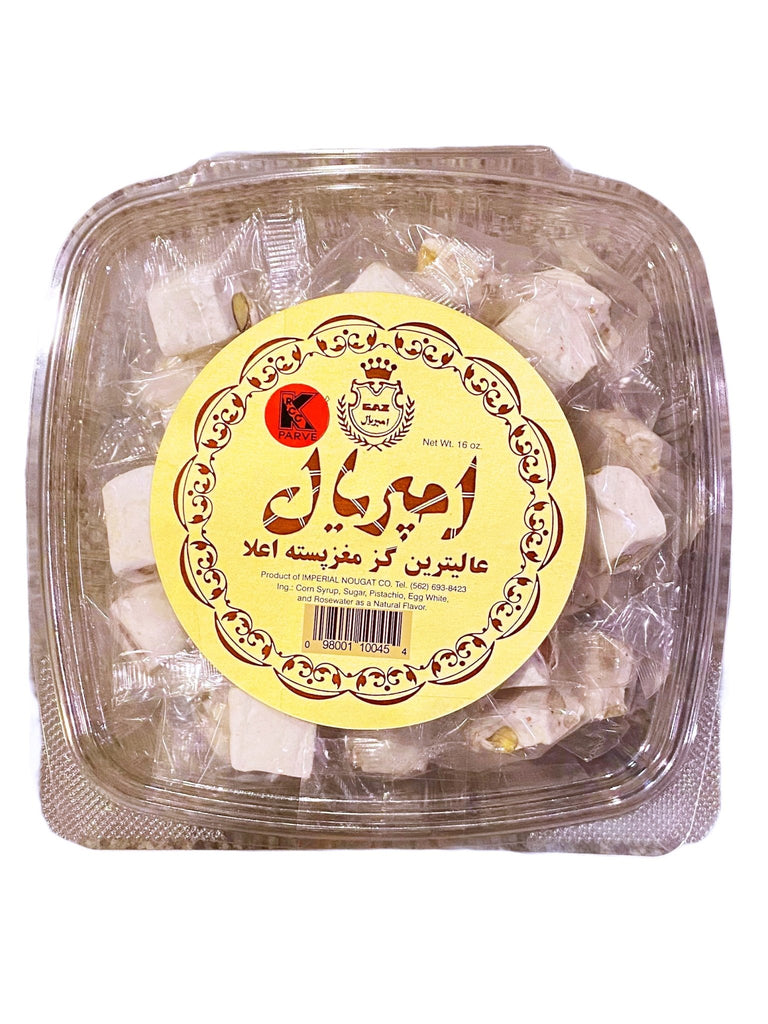 Pistachio Nougats Imperial - Bite size - 16 Oz -In Container ( Gaz Loghmeh e ) - Nougat - Kalamala - Imperial